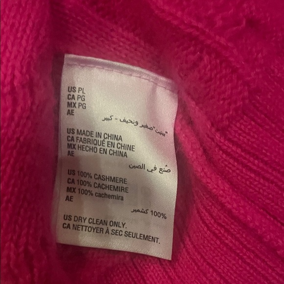 100% Cashmere Pink Cable Knit Turtleneck Sweater - Size LP - Picture 7 of 9